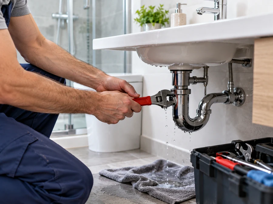 Plumbing repair under a sink