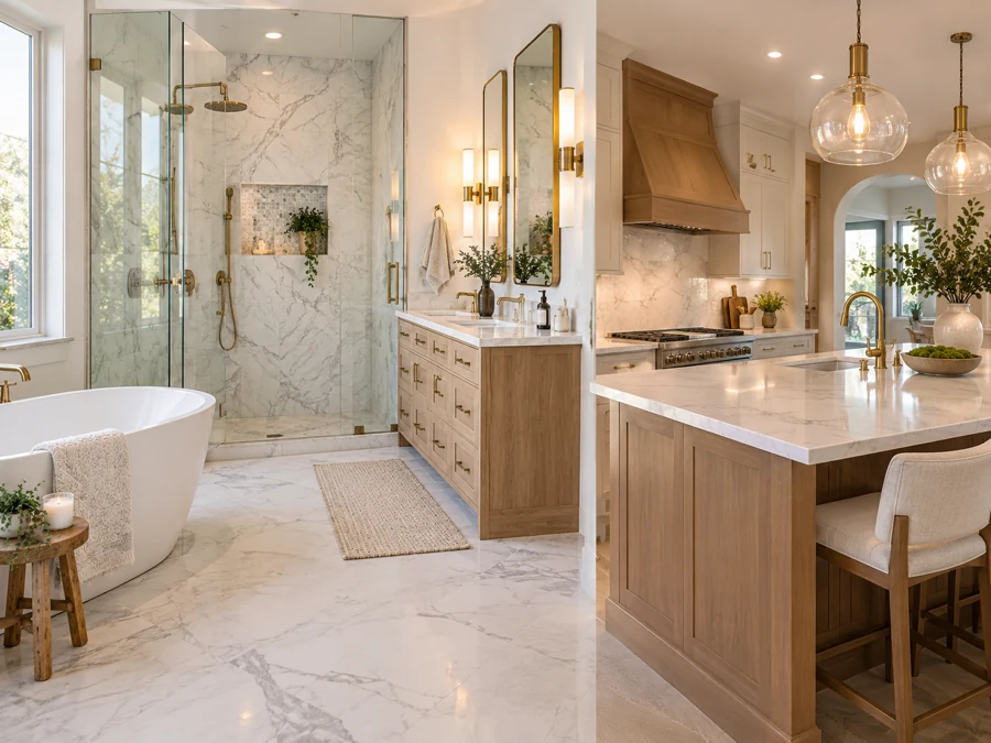 High-end bathroom and kitchen remodeling interior